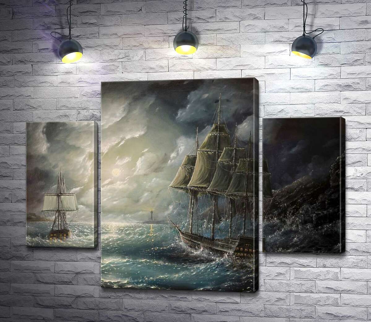 

Модульная картина ArtPoster Корабли во власти ночного шторма 131x98 см Модуль №7