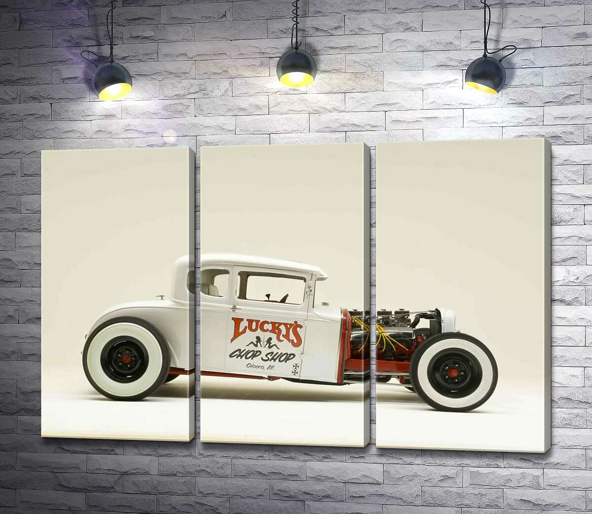 

Модульная картина ArtPoster Исключительный белый автомобиль Lucky's chop shop 132x86 см Модуль №11