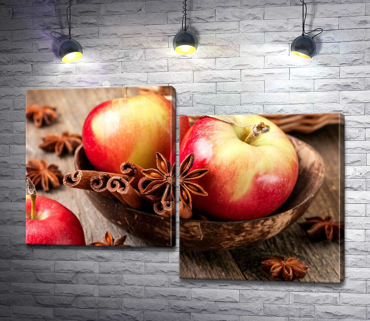 

Модульная картина ArtPoster Запахи осени: краснобокие яблоки с корицей и бадьяном 130x88 см Модуль №5