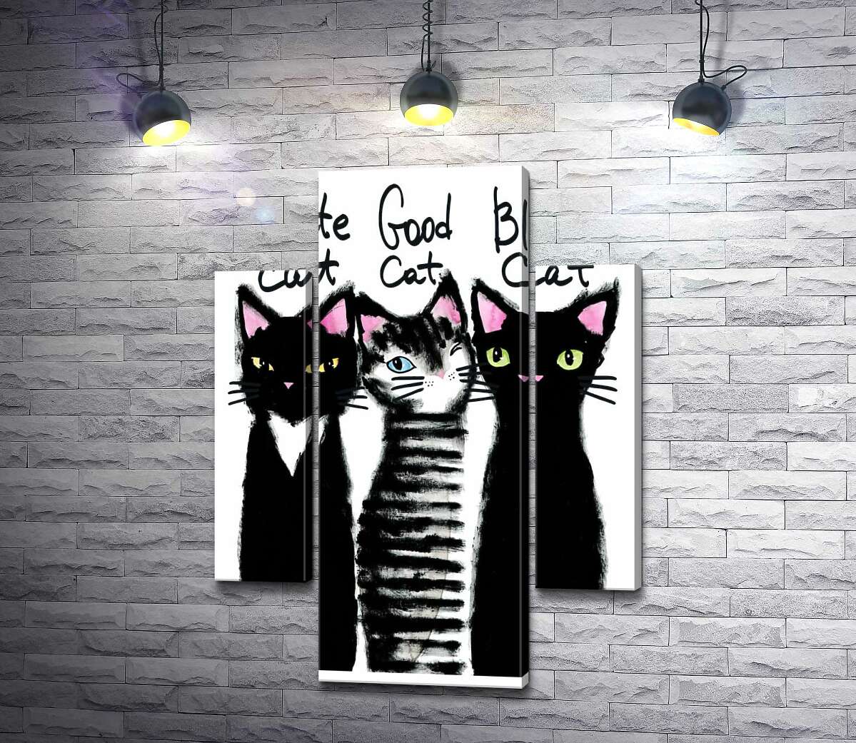 

Модульная картина ArtPoster Изящные силуэты трех черных котов 131x179 см Модуль №7
