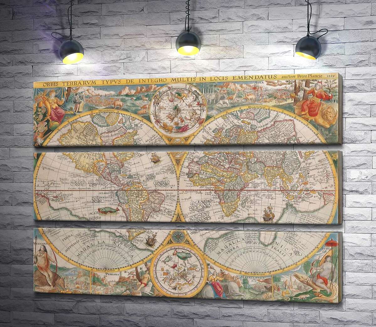 

Модульная картина ArtPoster Карта мира 1594 года, авторства голландского картографа Петера Планциуса (Petrus Plancius) 130x93 см Модуль №13