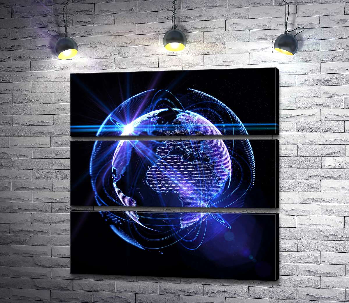 

Модульная картина ArtPoster Информационные потоки покрыли планету Земля 60x60 см Модуль №13