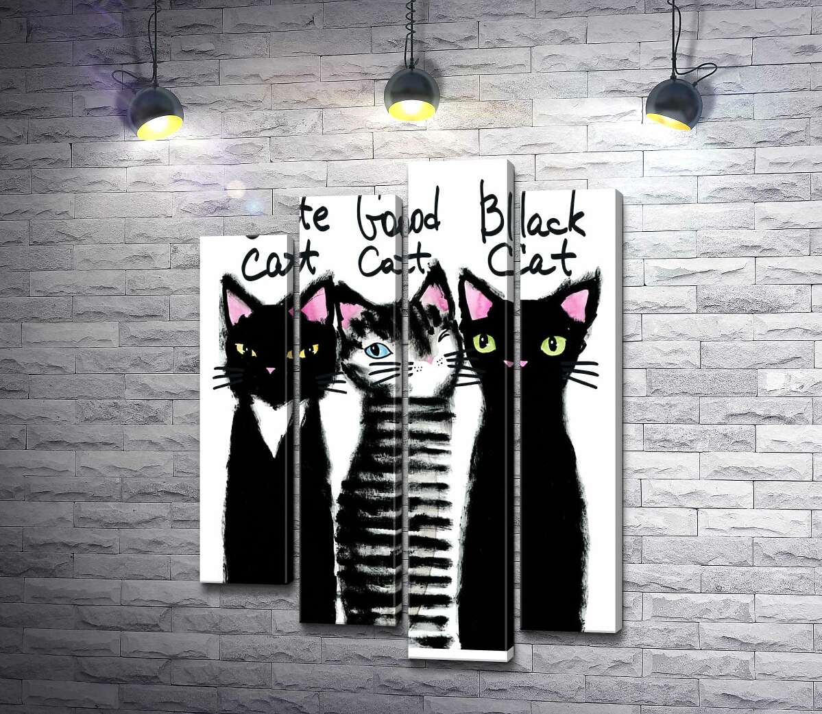 

Модульная картина ArtPoster Изящные силуэты трех черных котов 100x138 см Модуль №21