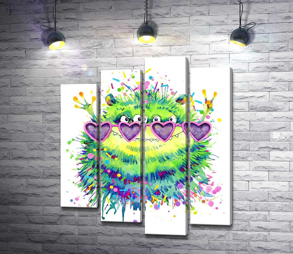 

Модульная картина ArtPoster Зеленый монстр в очках-сердечках 100x119 см Модуль №21