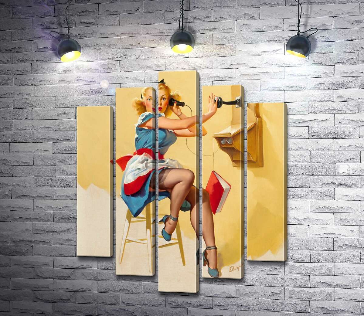 

Модульная картина ArtPoster Застукали: милая официантка разговаривает по телефону 130x165 см Модуль №26