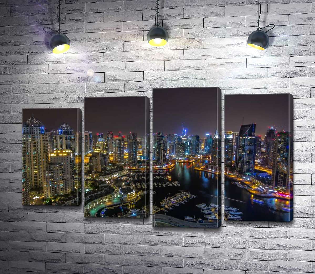 

Модульная картина ArtPoster Залив Марина в огнях ночного Дубая 100x61 см Модуль №21