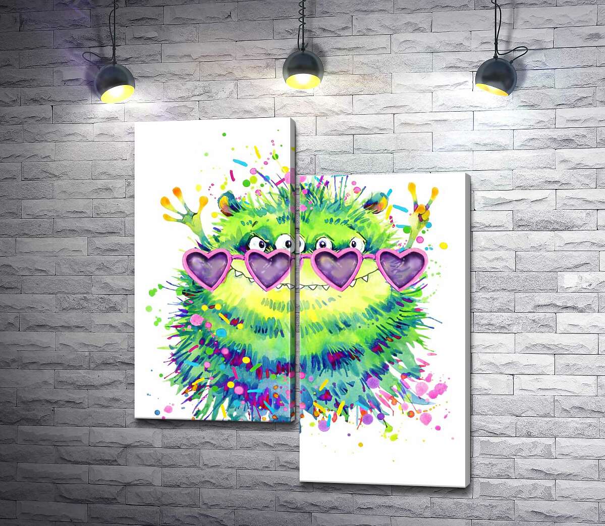 

Модульная картина ArtPoster Зеленый монстр в очках-сердечках 50x60 см Модуль №5