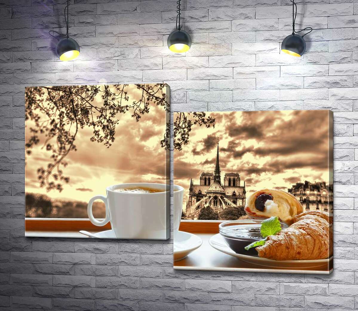 

Модульная картина ArtPoster Завтрак в Париже: кофе и круассаны с шоколадом 130x88 см Модуль №5