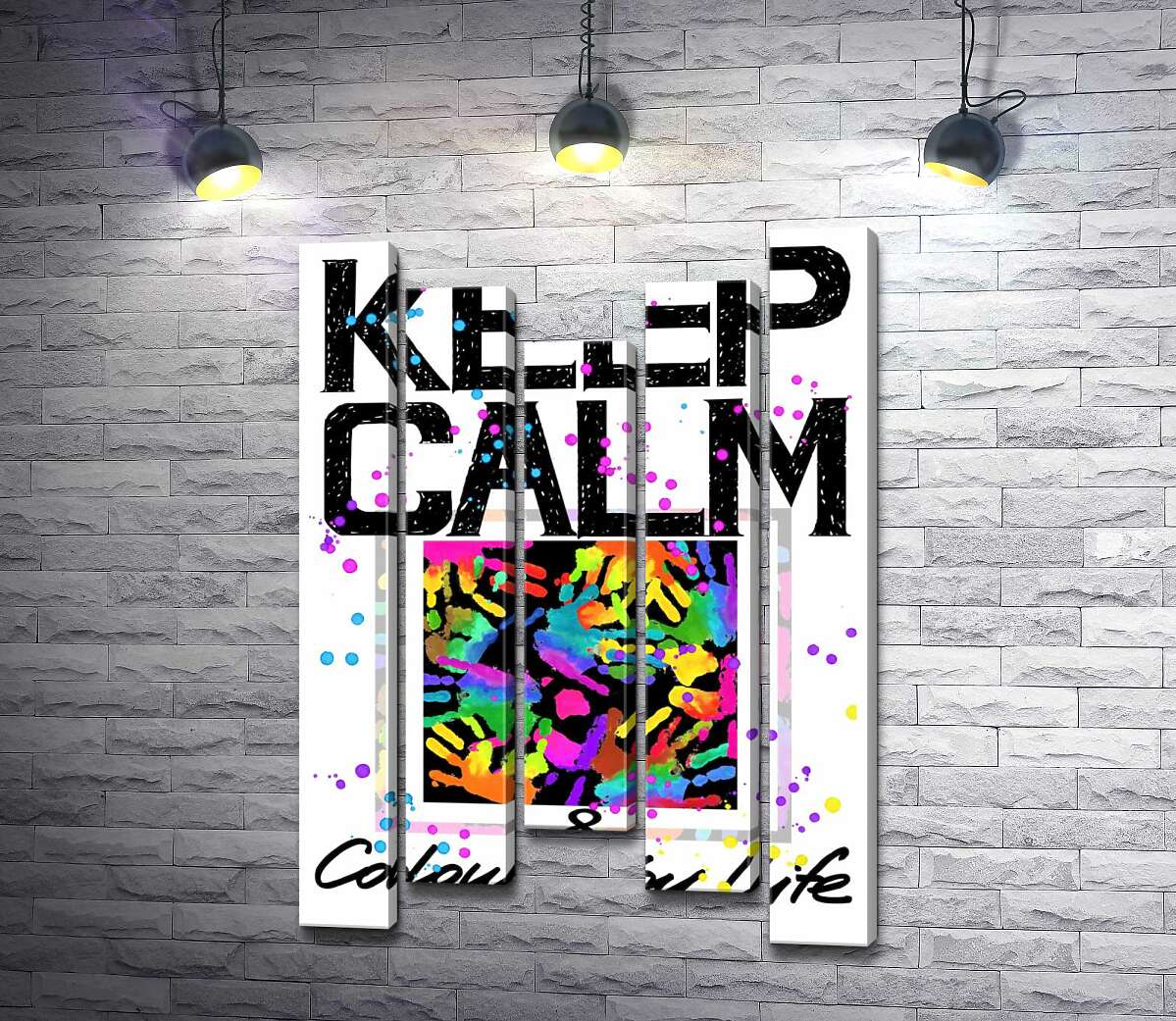 

Модульная картина ArtPoster Картина с ладоней среди надписи "keep calm and colour your life" 130x192 см Модуль №28