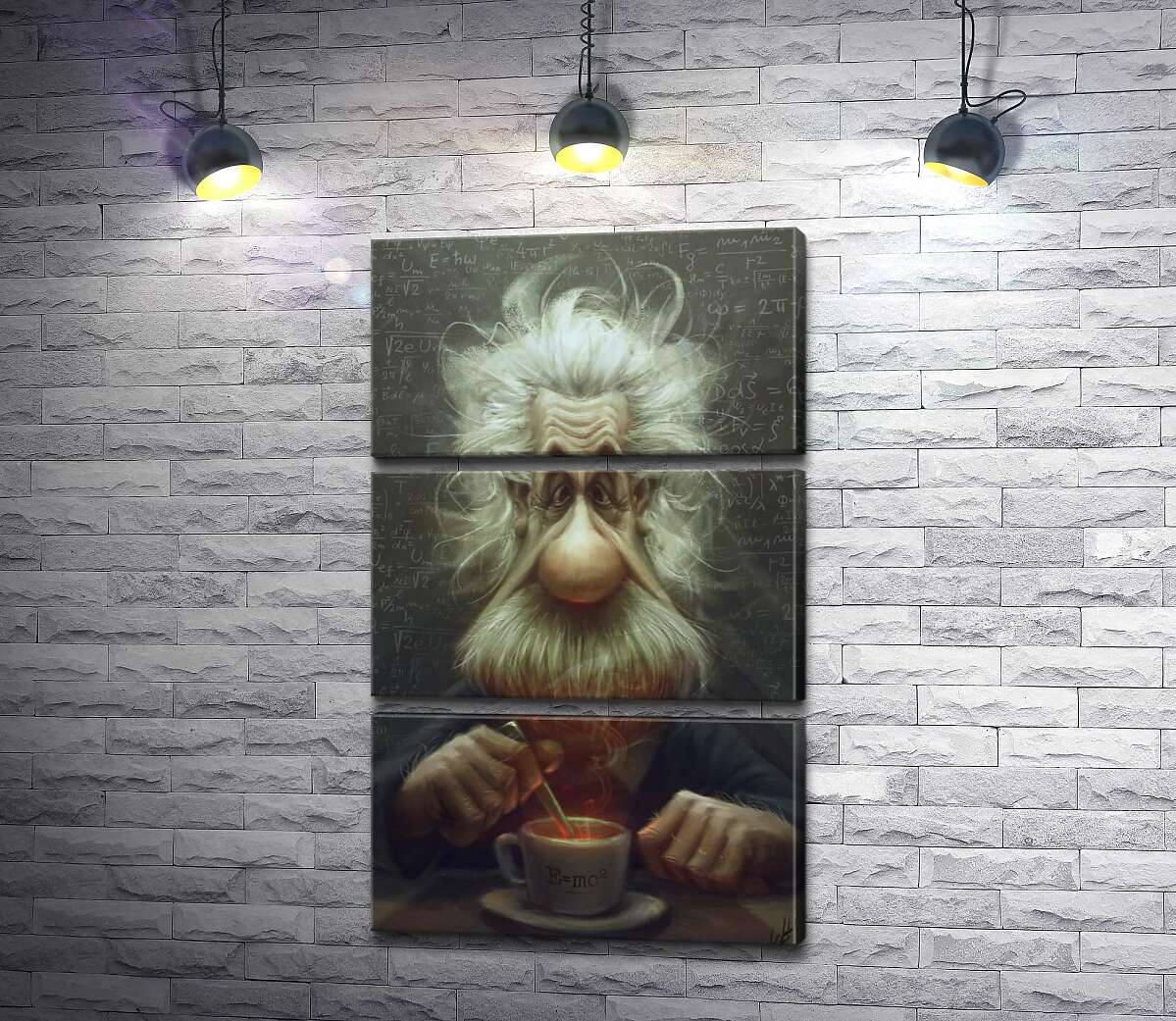 

Модульная картина ArtPoster Карикатура на Альберта Эйнштейна (Albert Einstein), пьющего чай 50x81 см Модуль №13