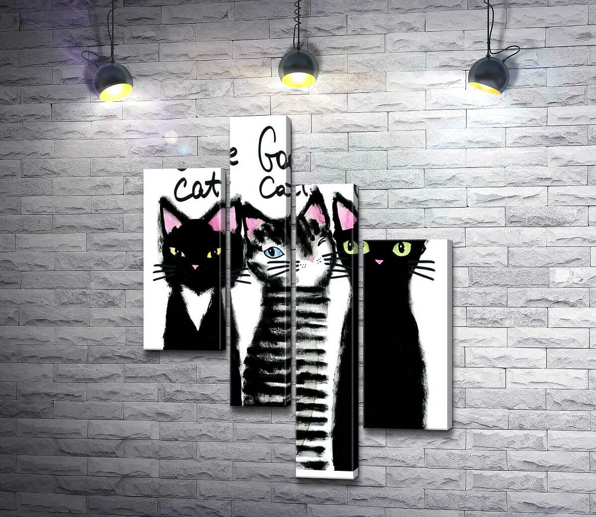 

Модульная картина ArtPoster Изящные силуэты трех черных котов 100x137 см Модуль №20