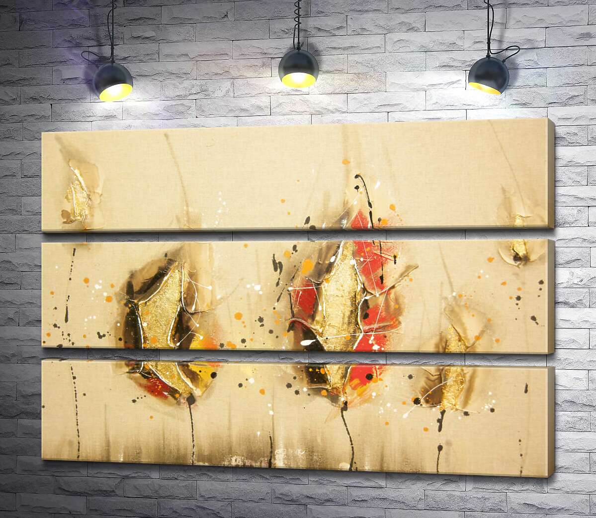

Модульная картина ArtPoster Золотые силуэты абстрактных бутонов 130x87 см Модуль №13