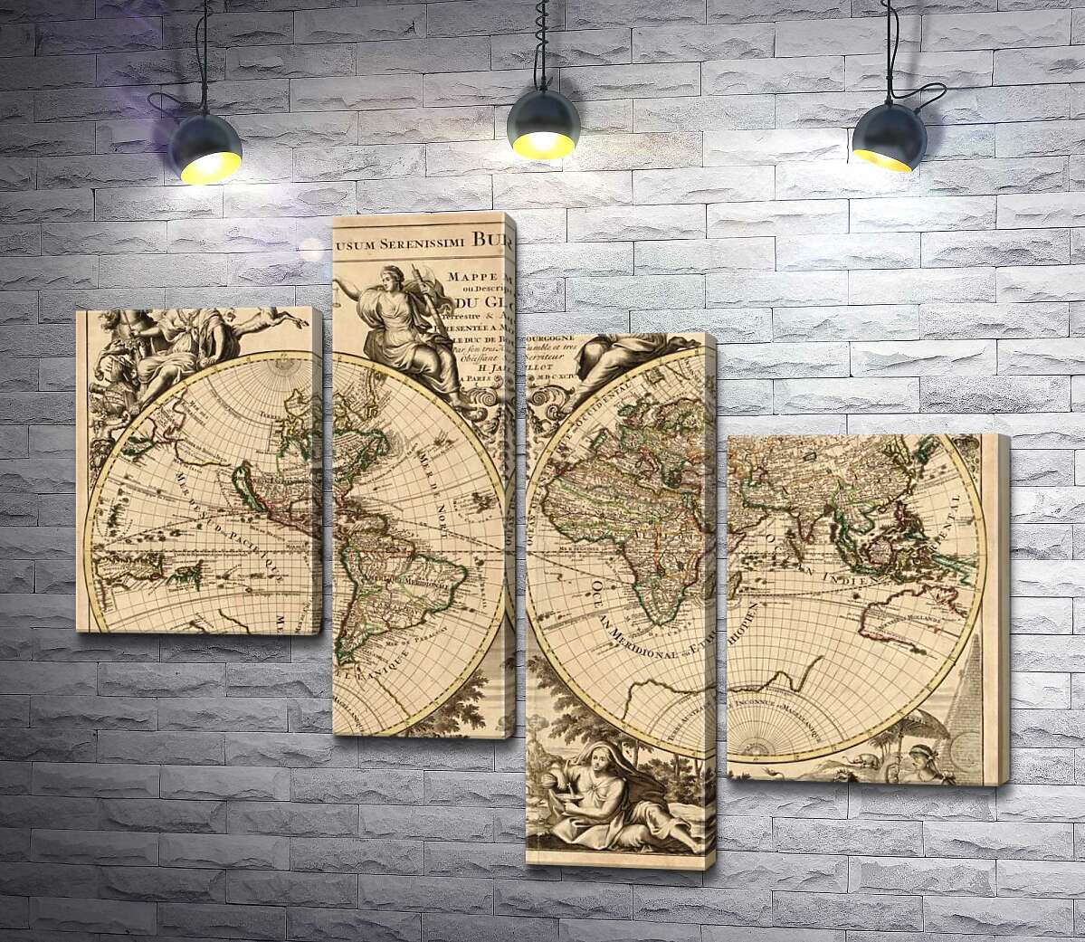 

Модульная картина ArtPoster Карта полушарий Земли 1694 года, авторства французского картографа Юбера Жайо (Hubert Jaillot) 130x105 см Модуль №20