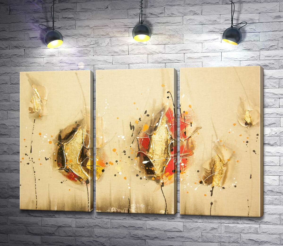 

Модульная картина ArtPoster Золотые силуэты абстрактных бутонов 102x67 см Модуль №11