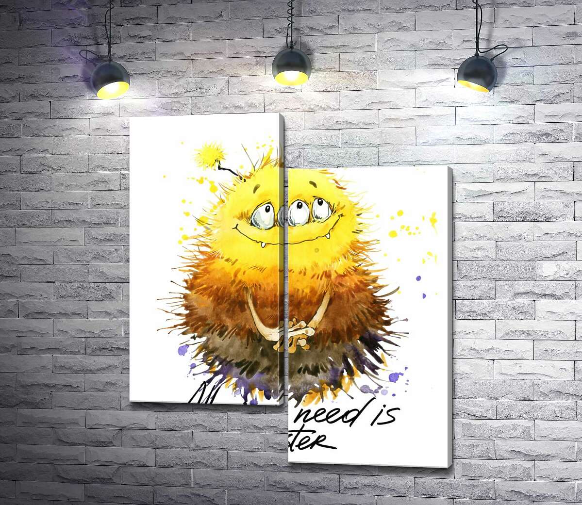 

Модульная картина ArtPoster Застенчивый пушистый монстр с надписью "all you need is monster" 50x60 см Модуль №5