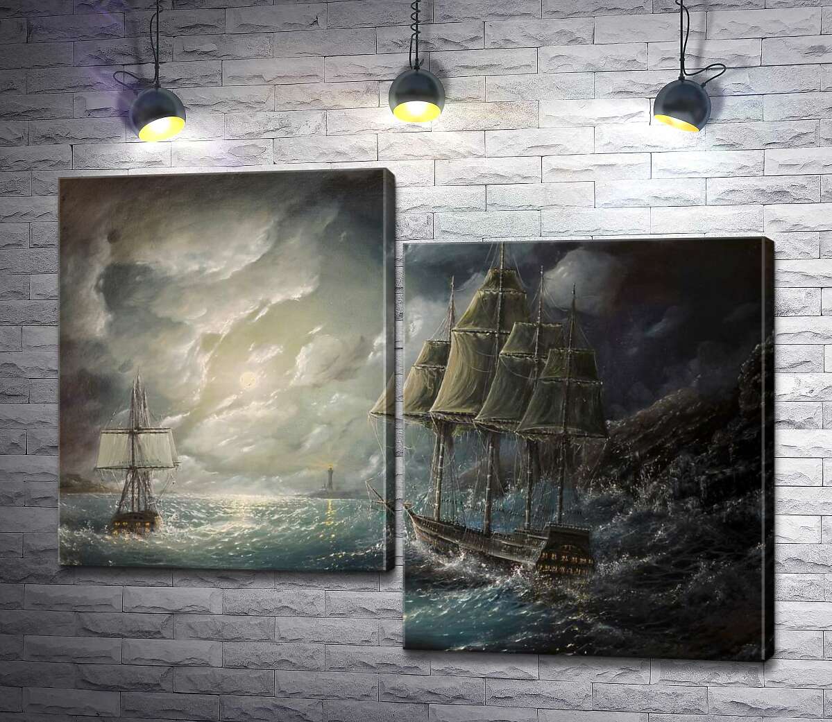 

Модульная картина ArtPoster Корабли во власти ночного шторма 100x75 см Модуль №5