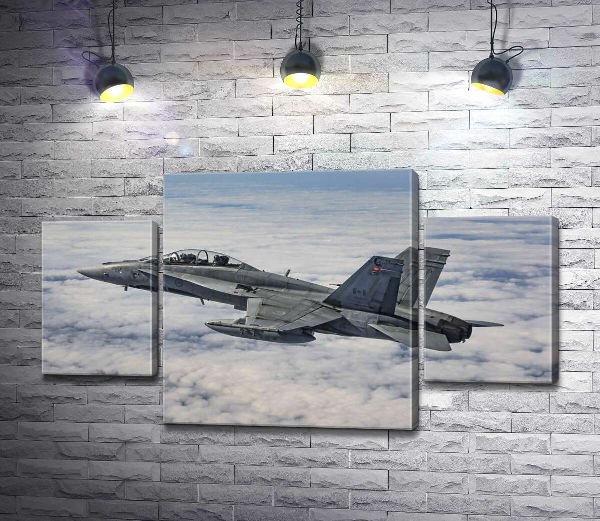 

Модульная картина ArtPoster Канадский истребитель Mc Donnell Douglas CF-18 Hornet разрезает небесное пространство 100x58 см Модуль №7