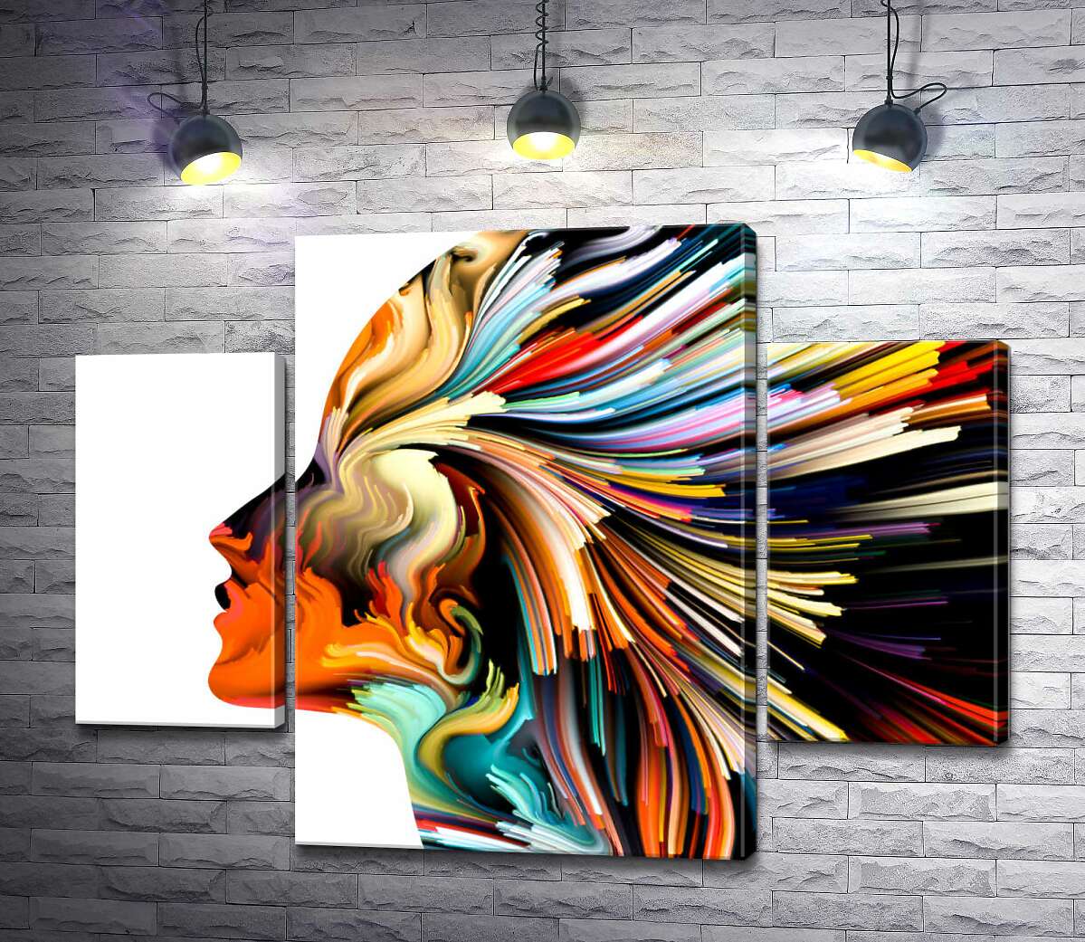 

Модульная картина ArtPoster Изгибы лучей в профиле женщины 131x99 см Модуль №7