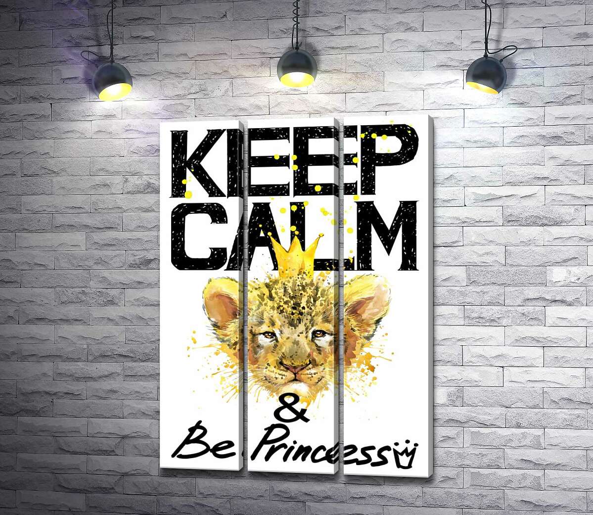 

Модульная картина ArtPoster Львенок в короне среди надписи "keep calm and be princess" 132x190 см Модуль №11