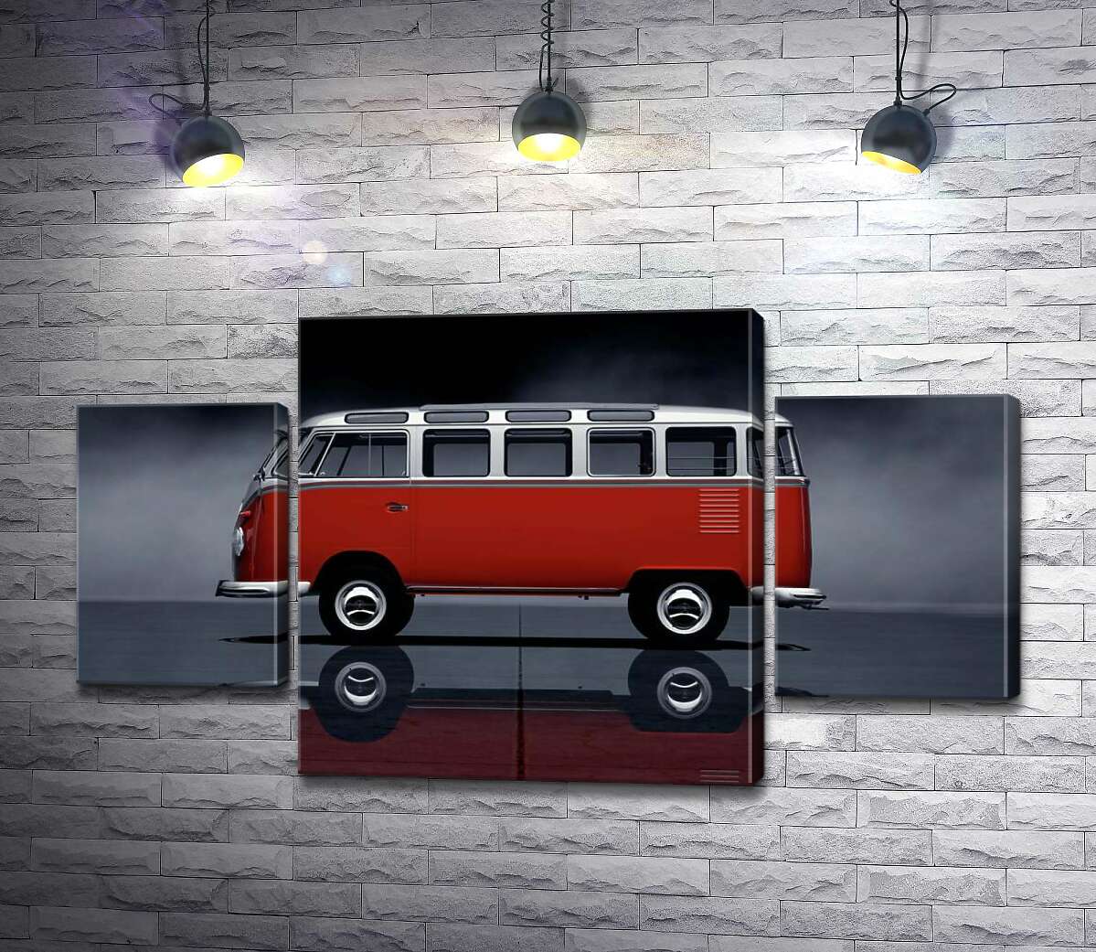 

Модульная картина ArtPoster Легендарный красно-белый автобус Volkswagen Van Samba 80x45 см Модуль №7