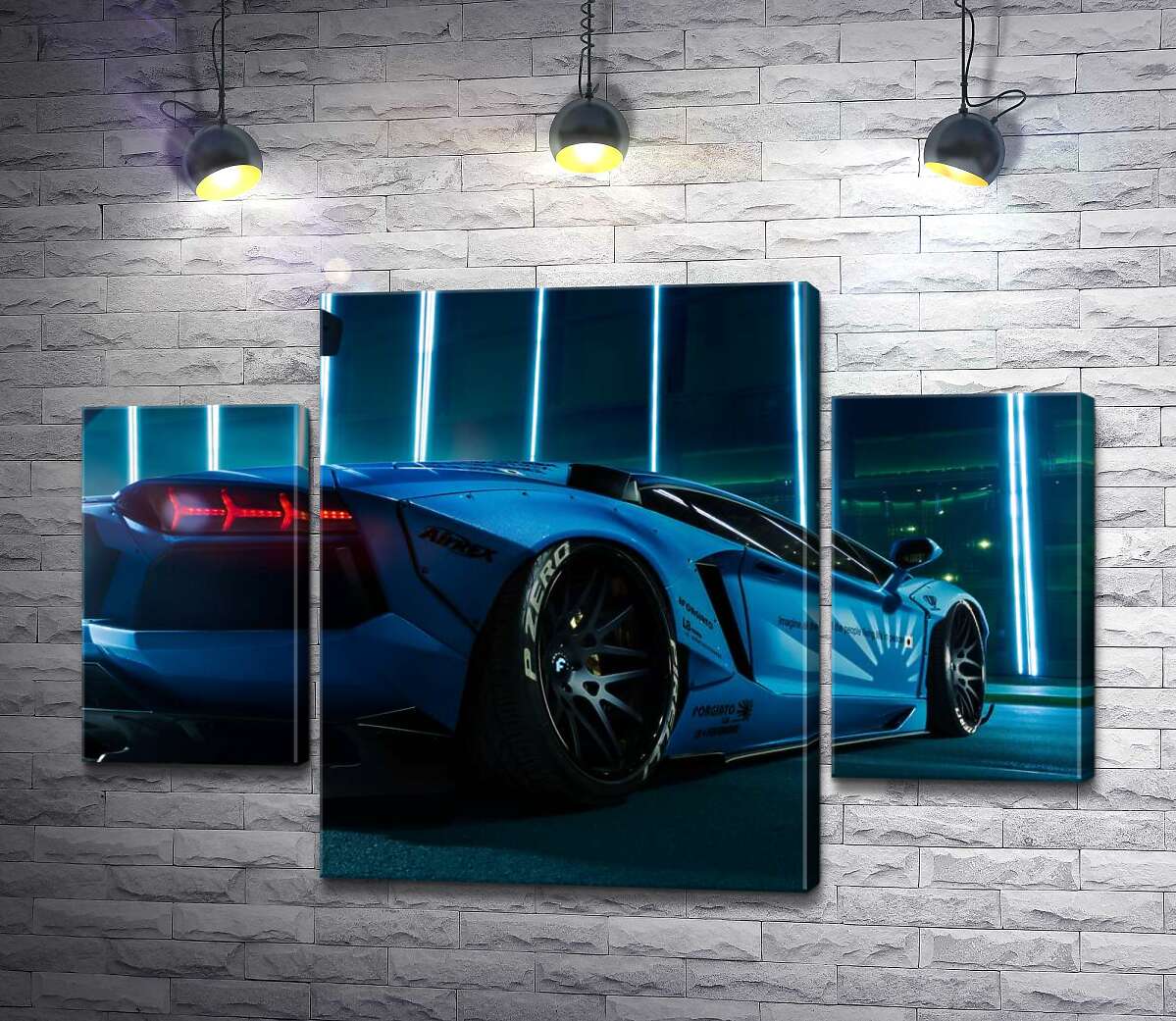 

Модульная картина ArtPoster Лазурный цвет автомобиля Ламборгини (Lamborghini Aventador) 100x69 см Модуль №7