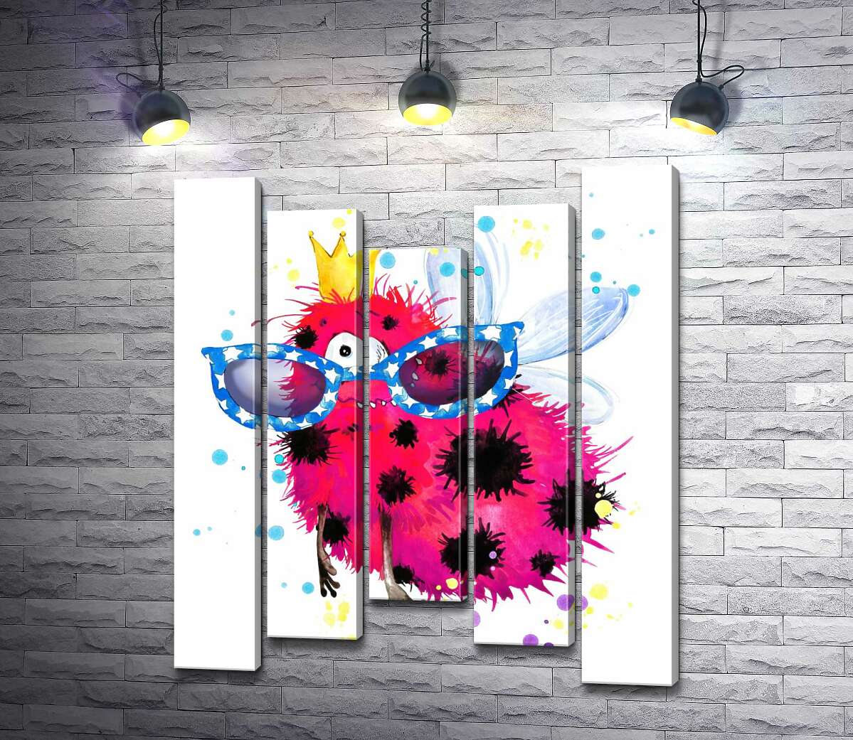 

Модульная картина ArtPoster Крылатый красный монстр с короной и очками 100x120 см Модуль №28