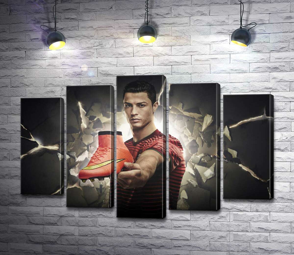 

Модульная картина ArtPoster Криштиану Роналду (Cristiano Ronaldo) рекламирует футбольные бутсы от фирмы Nike 130x88 см Модуль №26