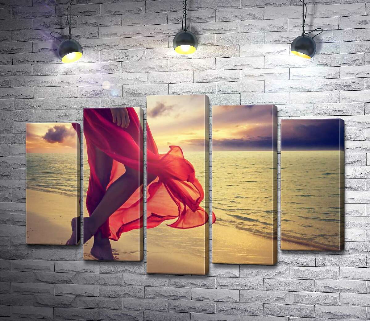

Модульная картина ArtPoster Красная ткань прозрачного платья развевается от морского бриза 100x68 см Модуль №26