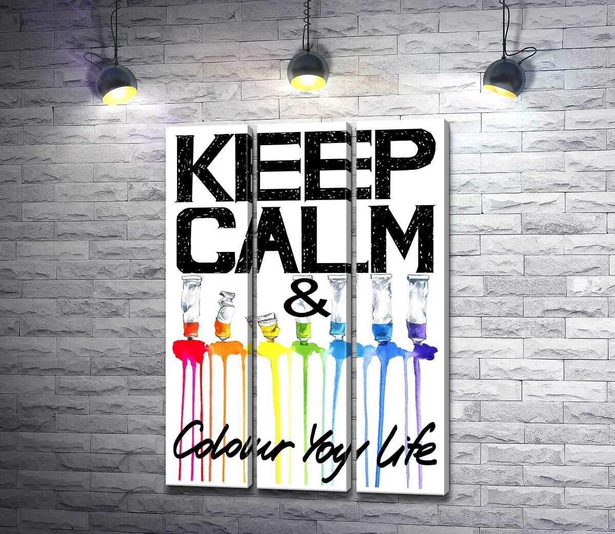 

Модульная картина ArtPoster Краска вытекает из ярких тюбиков на надписи "keep calm and colour your life" 102x146 см Модуль №11