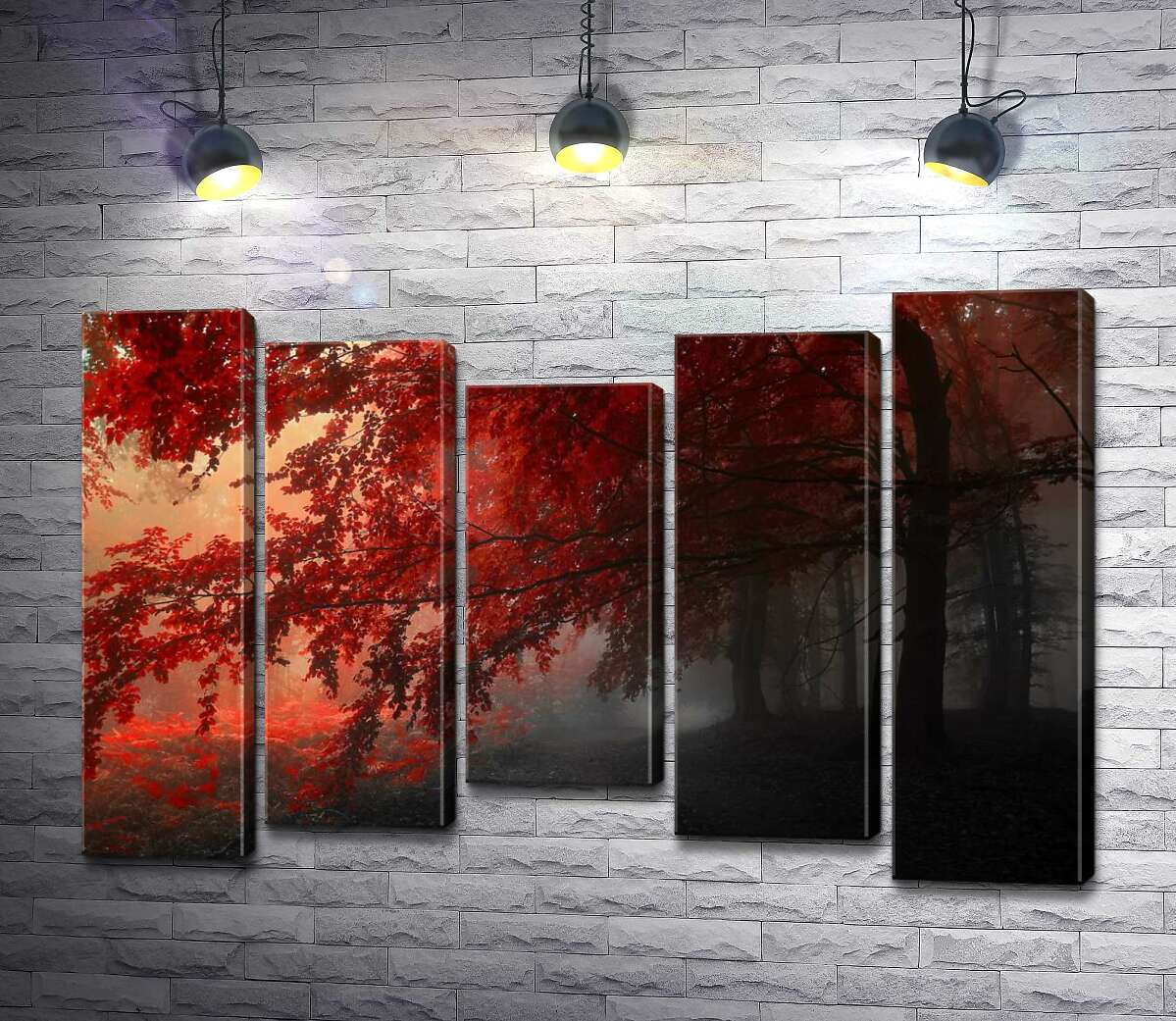 

Модульная картина ArtPoster Красные кроны деревьев в тени осеннего леса 130x87 см Модуль №28
