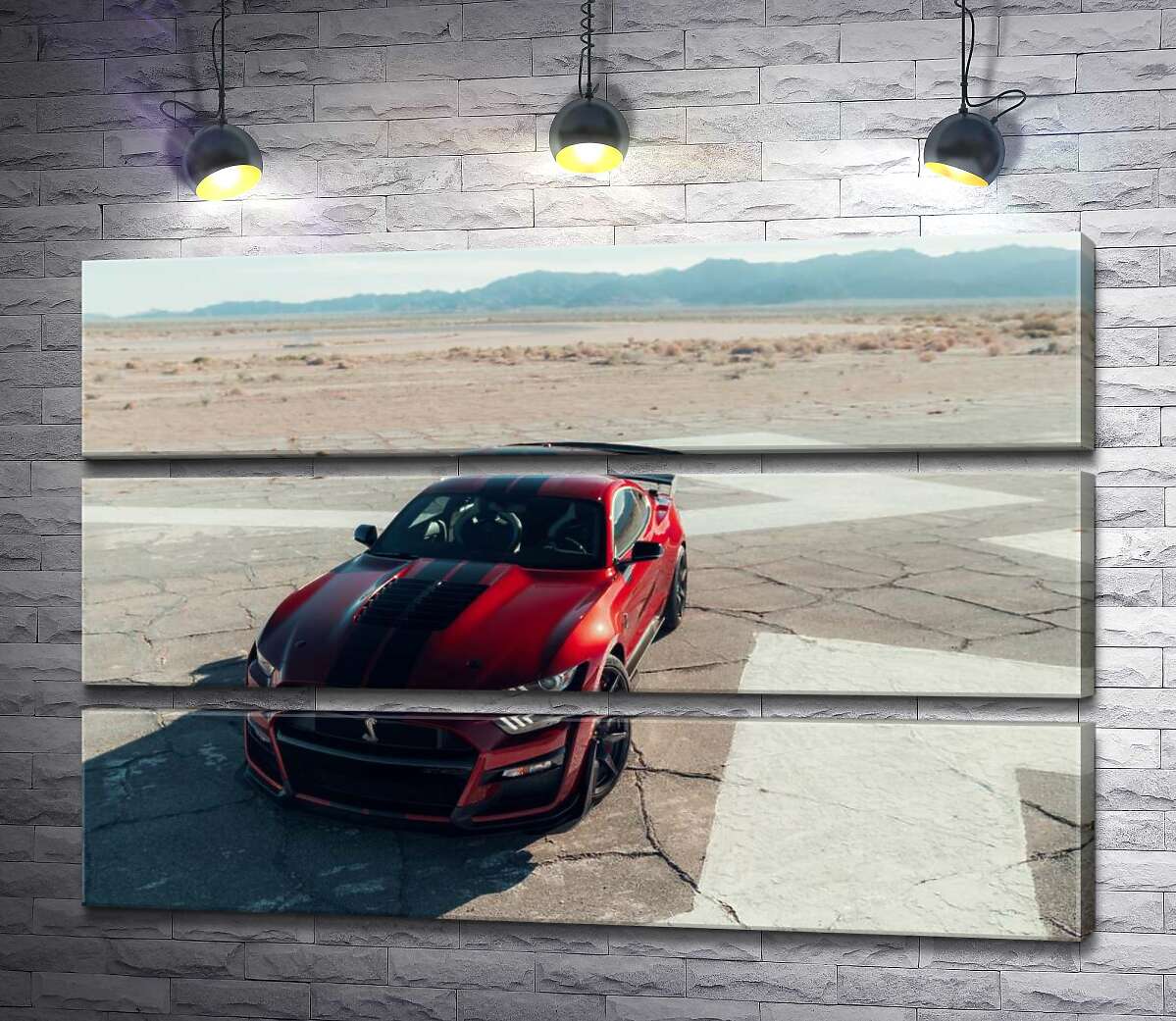 

Модульная картина ArtPoster Красный Ford Mustang Shelby GT500 на пустынной трассе 90x60 см Модуль №13