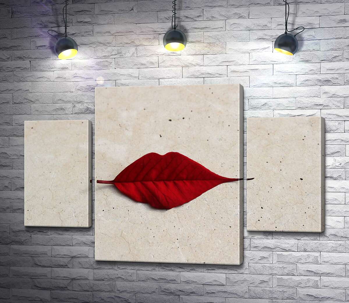 

Модульная картина ArtPoster Красный листик в форме губок лежит на мраморном полу 131x89 см Модуль №7