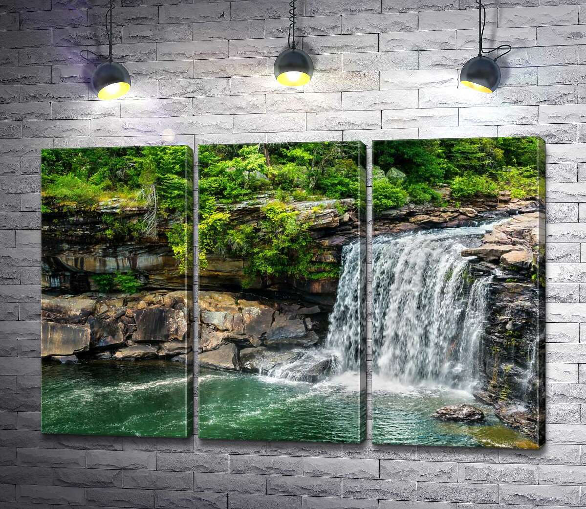 

Модульная картина ArtPoster Летняя зелень буйствует на скалах у водопада Литл-Фолс (Little Falls) 102x67 см Модуль №11