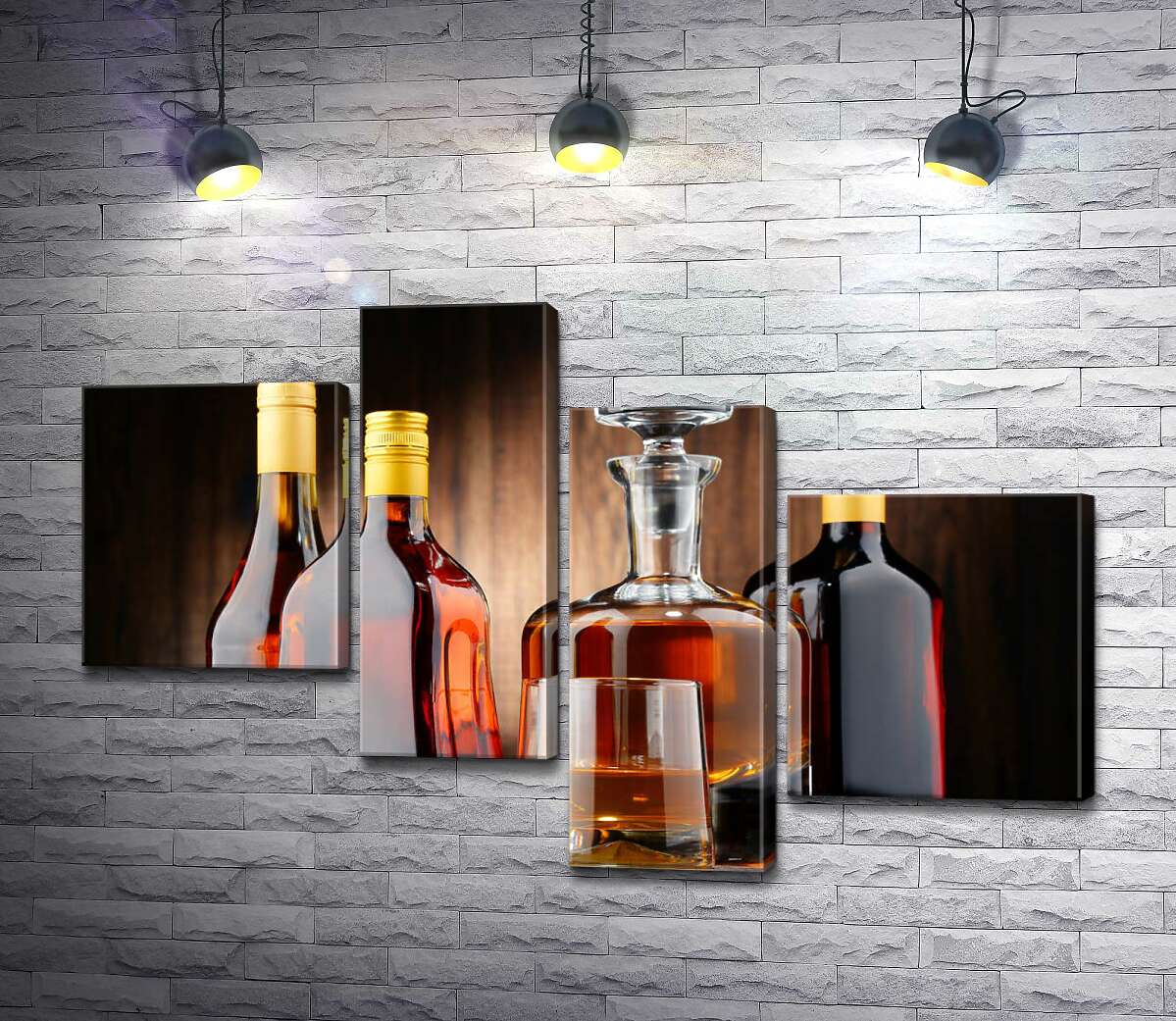 

Модульная картина ArtPoster Медовые оттенки крепкого алкоголя в стеклянных бутылках 100x66 см Модуль №20
