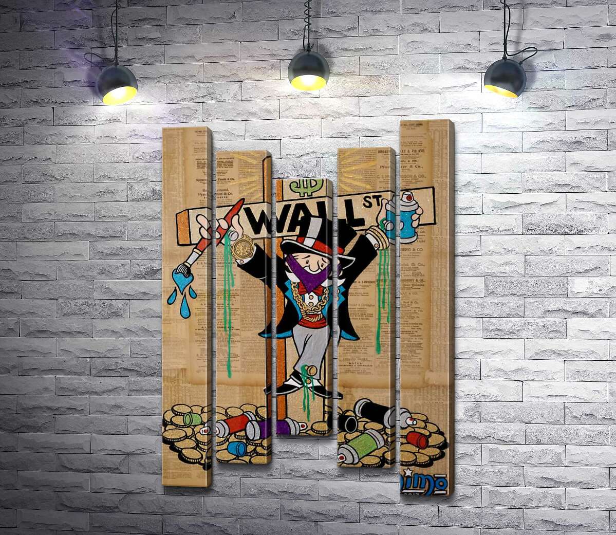 

Модульная картина ArtPoster Мистер Монополи на кресте Уолл-стрит (Wall Street) 100x154 см Модуль №28