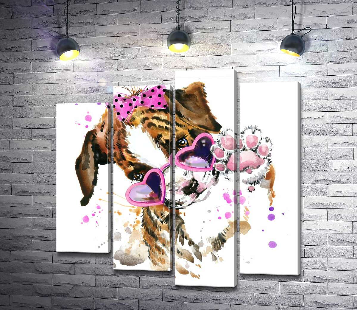 

Модульная картина ArtPoster Милый щенок в очках и бантике 80x80 см Модуль №21