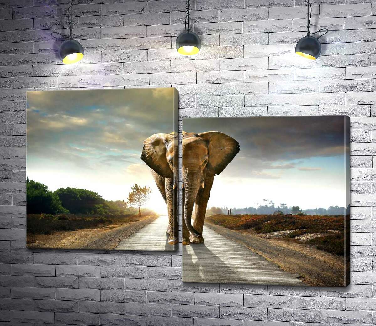 

Модульная картина ArtPoster Массивная фигура следующего по дороге слона 100x68 см Модуль №5