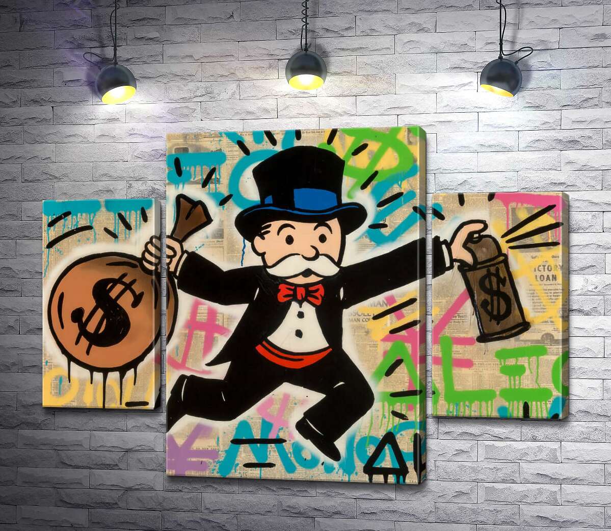 

Модульная картина ArtPoster Мистер Монополи с деньгами (Mr. Monopoly with money) - Алек Монополи (Alec Monopoly) 100x75 см Модуль №7