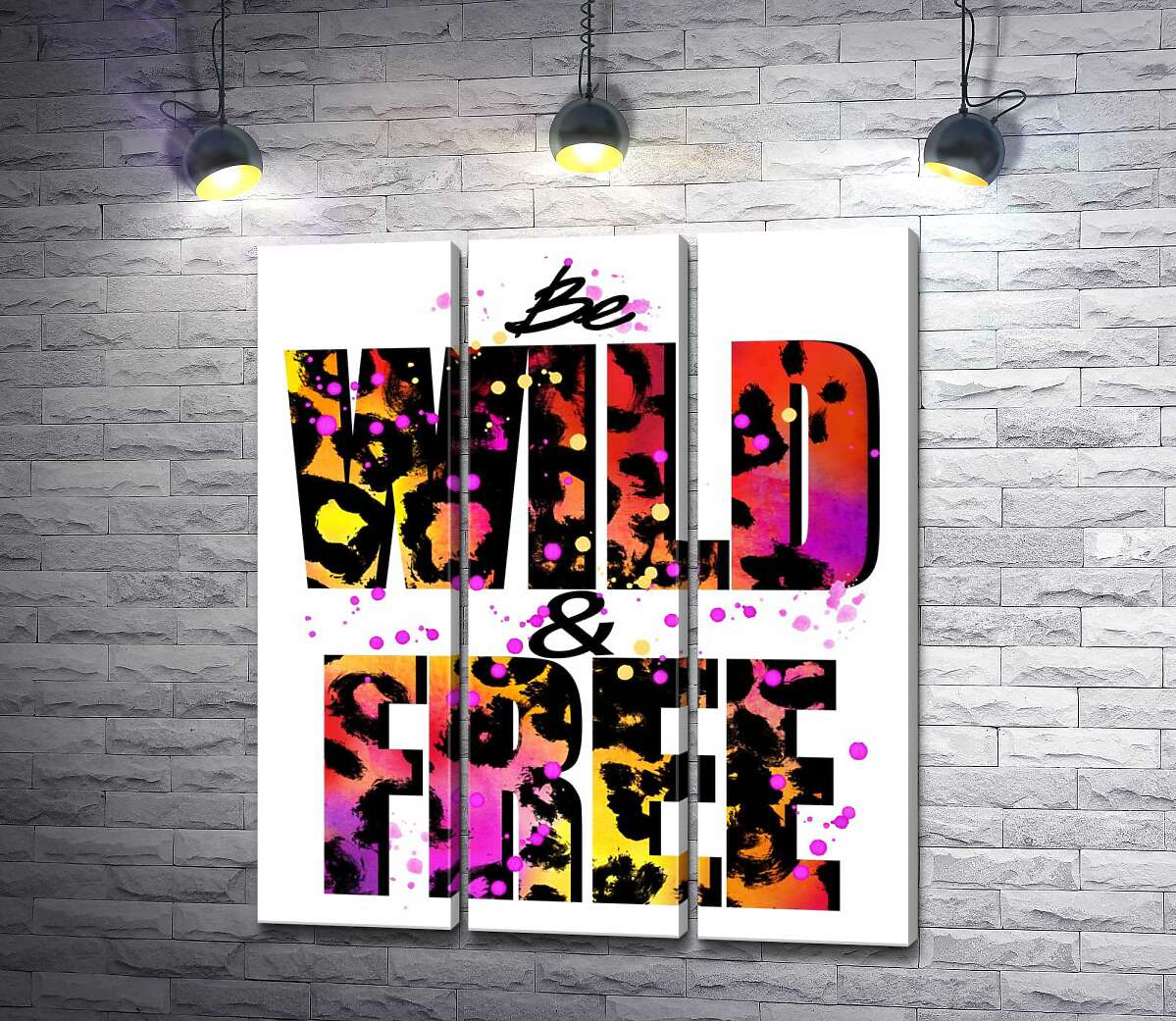 

Модульная картина ArtPoster Леопардовый принт надписи "wild and free" 132x154 см Модуль №11