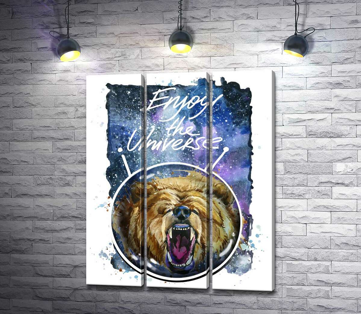

Модульная картина ArtPoster Медведь в шлеме космонавта с надписью "Enjoy the Universe" 102x128 см Модуль №11