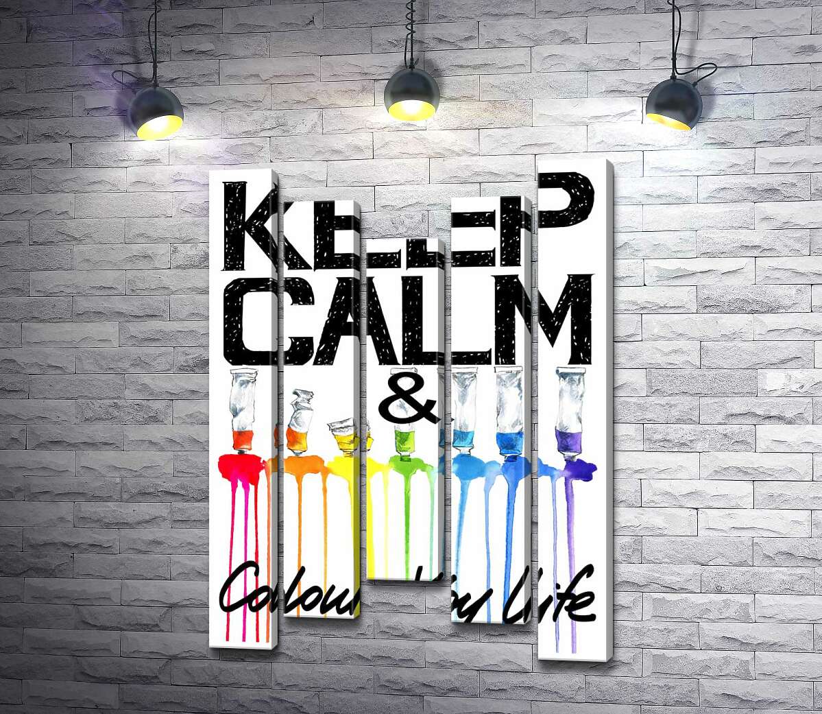 

Модульная картина ArtPoster Краска вытекает из ярких тюбиков на надписи "keep calm and colour your life" 130x192 см Модуль №28