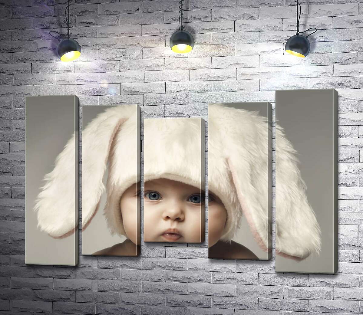 

Модульная картина ArtPoster Малыш в шапочке зайчика 100x69 см Модуль №28