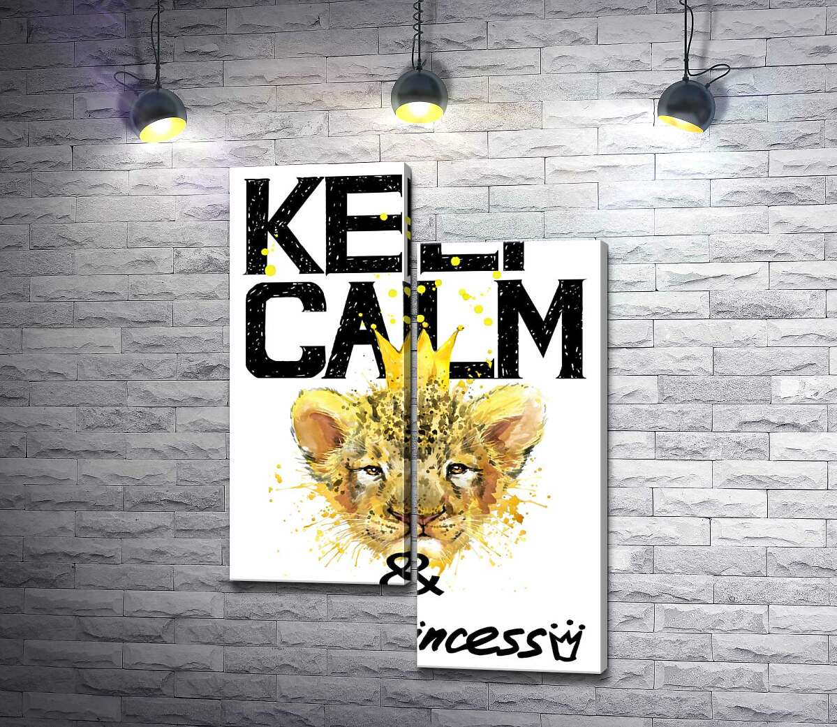 

Модульная картина ArtPoster Львенок в короне среди надписи "keep calm and be princess" 130x191 см Модуль №5