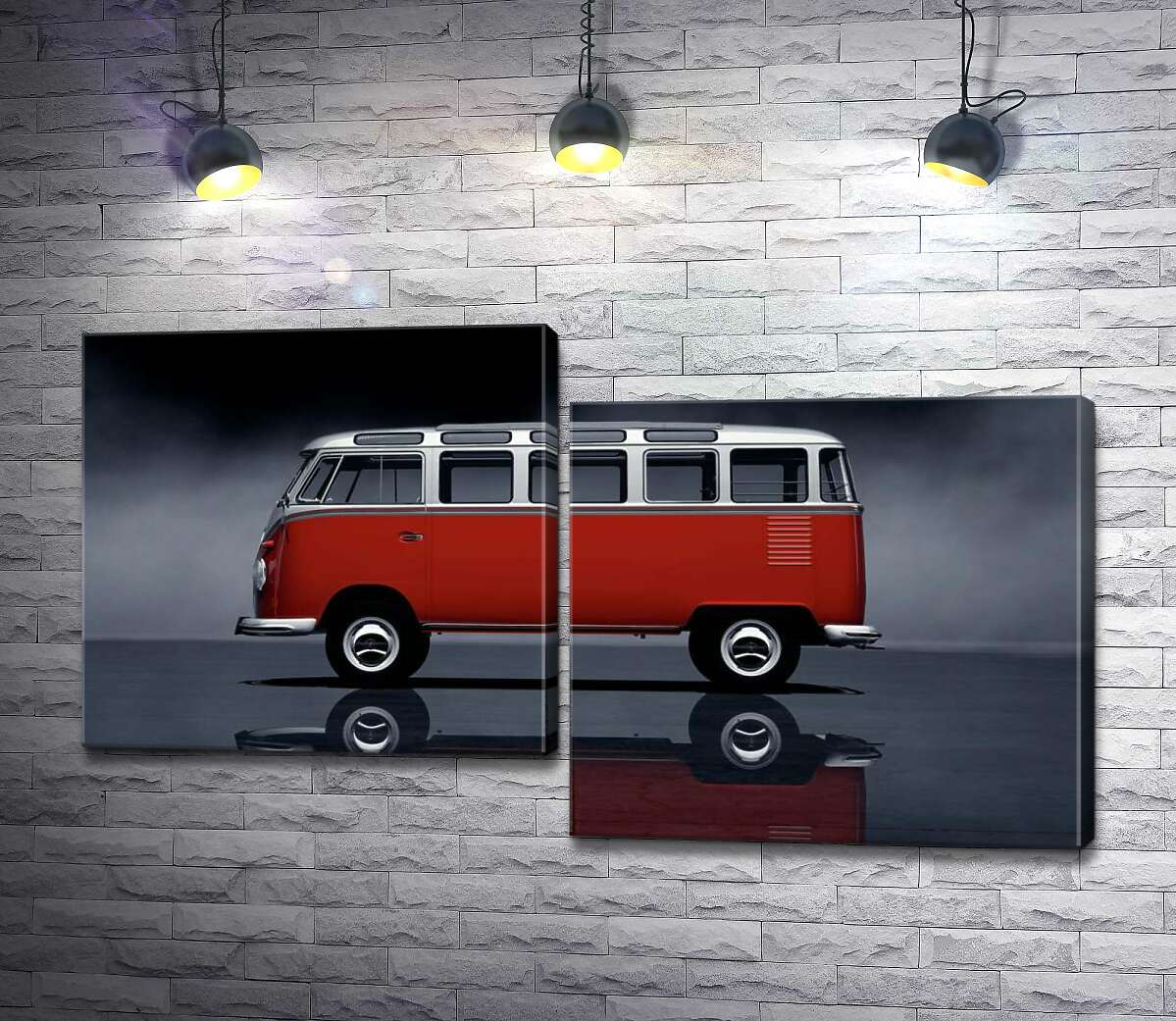 

Модульная картина ArtPoster Легендарный красно-белый автобус Volkswagen Van Samba 130x74 см Модуль №5