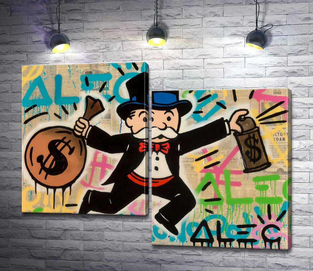 

Модульная картина ArtPoster Мистер Монополи с деньгами (Mr. Monopoly with money) - Алек Монополи (Alec Monopoly) 100x76 см Модуль №5