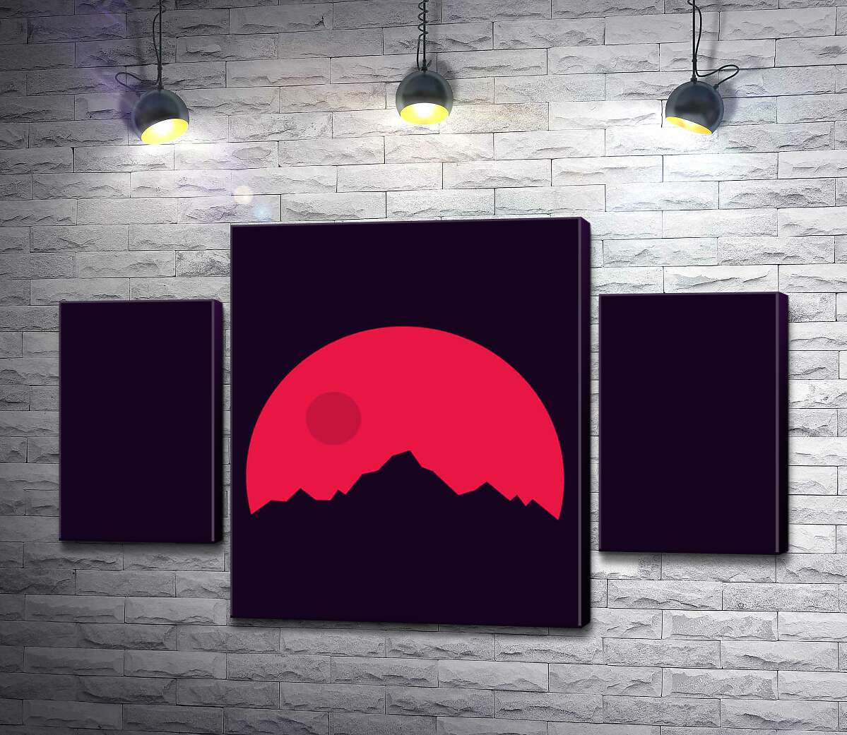 

Модульная картина ArtPoster Красный круг солнца взошел над острыми шпилями гор 131x83 см Модуль №7