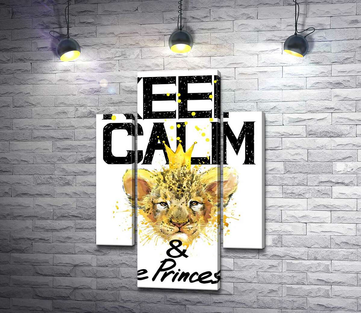 

Модульная картина ArtPoster Львенок в короне среди надписи "keep calm and be princess" 80x119 см Модуль №7