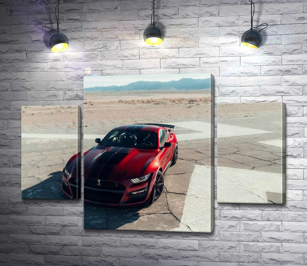 

Модульная картина ArtPoster Красный Ford Mustang Shelby GT500 на пустынной трассе 131x89 см Модуль №7