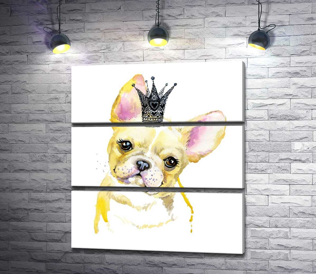 

Модульная картина ArtPoster Милая мордашка французского бульдога с ажурной короной на голове 100x111 см Модуль №13