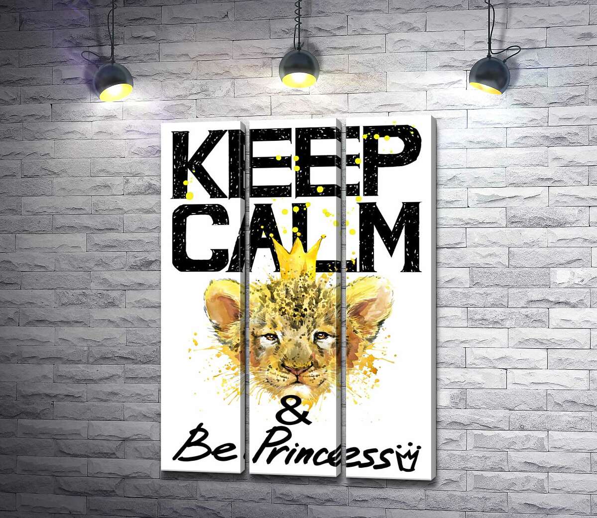 

Модульная картина ArtPoster Львенок в короне среди надписи "keep calm and be princess" 60x88 см Модуль №11